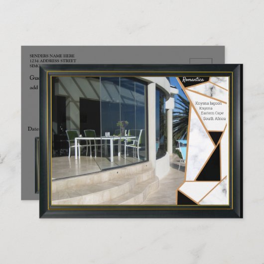 Black Gold Modern Geometric Abstract Briefkaart (Voorkant / Achterkant)