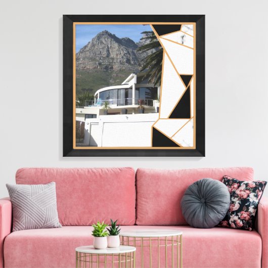 Black Gold Modern Geometric Abstract Canvas Afdruk (Insitu (Woonkamer))