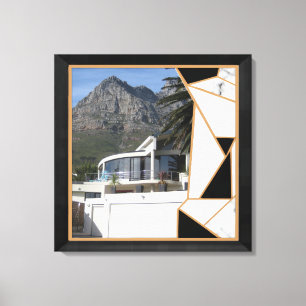 Black Gold Modern Geometric Abstract Canvas Afdruk