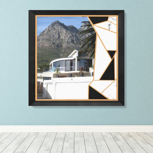 Black Gold Modern Geometric Abstract Canvas Afdruk (Insitu (Houten vloer))