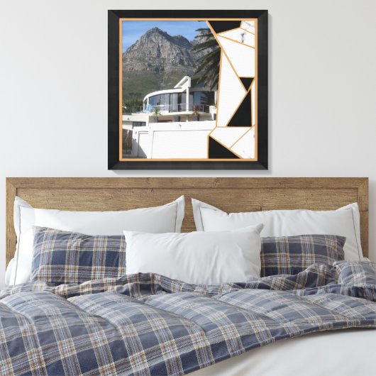 Black Gold Modern Geometric Abstract Canvas Afdruk (Insitu (Slaapkamer))