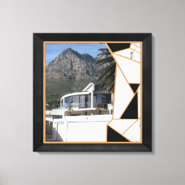 Black Gold Modern Geometric Abstract Canvas Afdruk