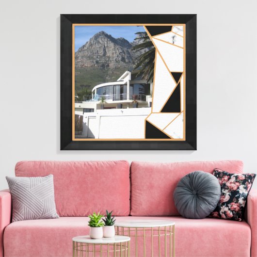 Black Gold Modern Geometric Abstract Canvas Afdruk (Insitu (Woonkamer))