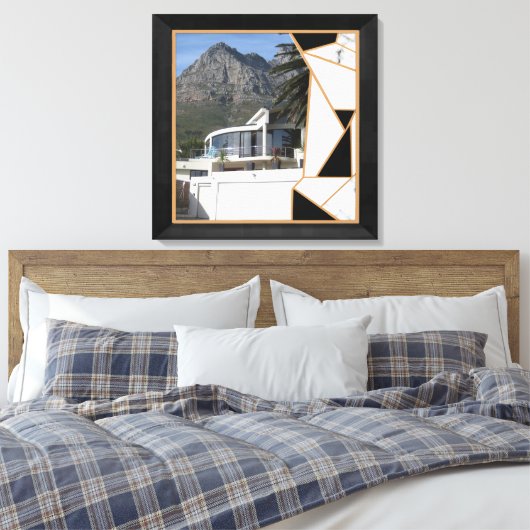 Black Gold Modern Geometric Abstract Canvas Afdruk (Insitu (Slaapkamer))