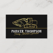 Black Gold Modern Heavy Machine Operator QR Code Visitekaartje (Voorkant)