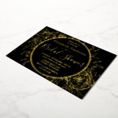 Black & Gold Modern Line Peony Toile Vrijgezellenf Folie Uitnodiging (Gedraaid)
