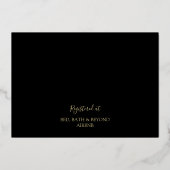 Black & Gold Modern Line Peony Toile Vrijgezellenf Folie Uitnodiging (Achterkant)