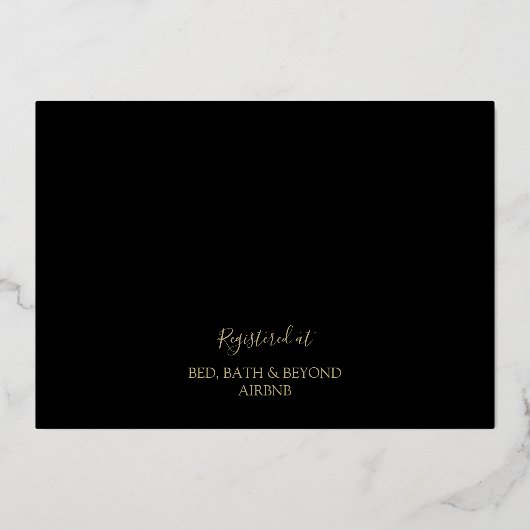 Black & Gold Modern Line Peony Toile Vrijgezellenf Folie Uitnodiging (Achterkant)