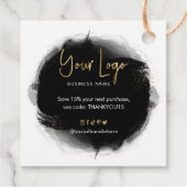 Black & Gold Modern Logo Business Hartelijk dank Bedankjes Labels (Achterkant)