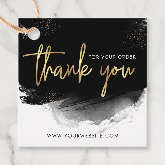 Black & Gold Modern Logo Business Hartelijk dank Bedankjes Labels (Voorkant)