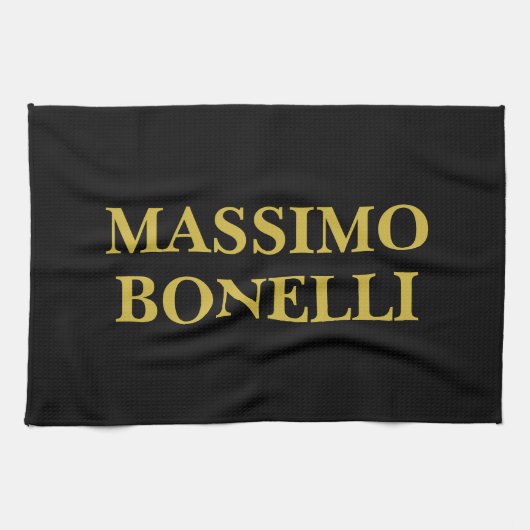 Black Gold Modern Minimalist Elegant Your Name Theedoek (Horizontaal)