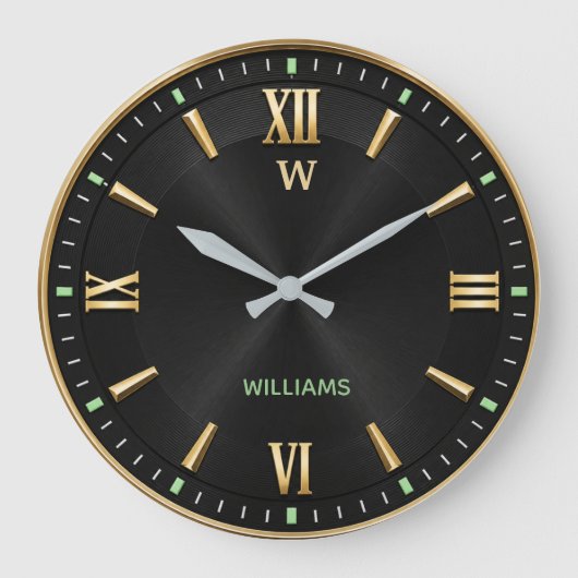 Black & Gold Modern Minimalist Luxury Grote Klok (Voorkant)