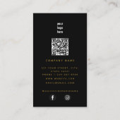 Black Gold Modern Minimalist QR Code Social Media Visitekaartje (Achterkant)