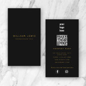 Black Gold Modern Minimalist QR Code Social Media Visitekaartje