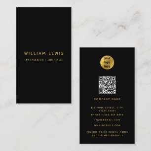 Black Gold Modern Minimalist QR Code Social Media Visitekaartje