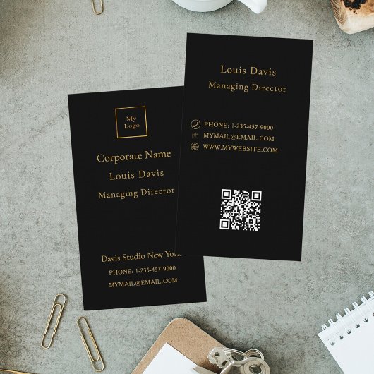 Black gold modern minimialst corporate logo visitekaartje