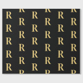 Black Gold Modern Monogram Cadeaupapier (Vlak)