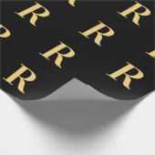 Black Gold Modern Monogram Cadeaupapier (Hoek)