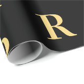 Black Gold Modern Monogram Cadeaupapier (Rol Hoek)