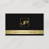 Black Gold Modern Monogram Elegant Professional Visitekaartje (Voorkant)