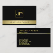 Black Gold Modern Monogram Elegant Professional Visitekaartje (Voorkant / Achterkant)