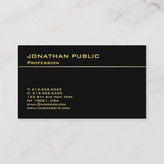 Black Gold Modern Monogram Elegant Professional Visitekaartje (Achterkant)
