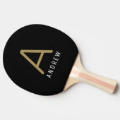 Black Gold Modern Monogram Name Ping Pong Paddle Tafeltennisbatje (Zijkant)