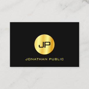 Black Gold Modern Monogrammed Elegant Sjabloon Visitekaartje