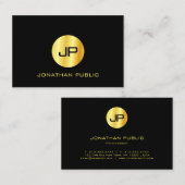 Black Gold Modern Monogrammed Elegant Sjabloon Visitekaartje (Voorkant / Achterkant)