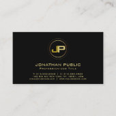 Black Gold Modern Professional Monogram Elegant Visitekaartje (Voorkant)