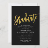 Black Gold Modern Script Afstuderen Kaart (Voorkant)