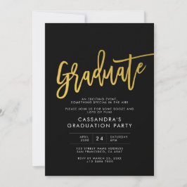 Black Gold Modern Script Afstuderen Kaart