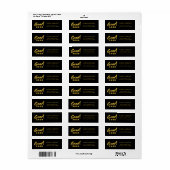 Black Gold Modern Script Afstuderen Retouradres Etiket (Full Sheet)