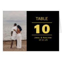 Black & Gold Modern Wedding Table Number Card