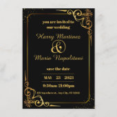 Black Gold Modern Wedding Uitnodiging Informatiekaartje (Voorkant)