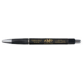Black Gold Monogram Business Logo Pen