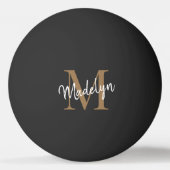 Black Gold Monogram Elegant Feminine Girly Script Pingpongbal (Achterkant)