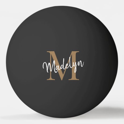 Black Gold Monogram Elegant Feminine Girly Script Pingpongbal (Achterkant)