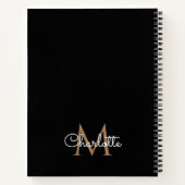 Black Gold Monogram Elegant Girly Script Notitiebo Notitieboek (Achterkant)