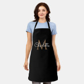 Black Gold Monogram Elegant Girly Script Schort (Gedragen)