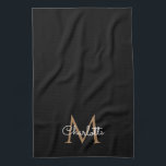 Black Gold Monogram Elegant Girly Script Theedoek<br><div class="desc">Keukenhanddoek voor zwarte en gouden monogram. U kunt de naam,  het monogram personaliseren en de doopvont en de kleuren aanpassen om uw eigen uniek ontwerp te creëer. Ontworpen door: Thisnotme©</div>