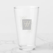Black Gold Monogram Elegant Modern Greenery Glas (Achterkant)