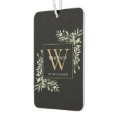 Black Gold Monogram Elegant Modern Greenery Luchtverfrisser (Links)