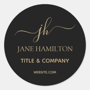 Black Gold Monogram Envelope-zegels Ronde Sticker