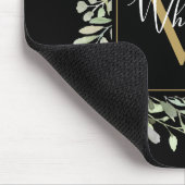 Black Gold Monogram Greenery Floral Muismat (Hoek)