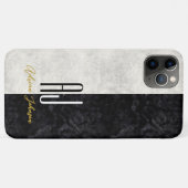 Black Gold Monogram Marble iPhone Hoesje (Achterkant (horizontaal))