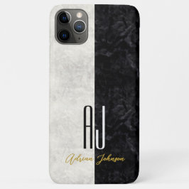 Black Gold Monogram Marble iPhone Hoesje