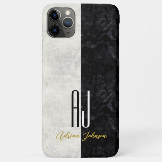 Black Gold Monogram Marble iPhone Hoesje