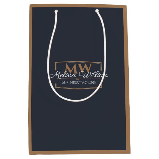 Black Gold Monogram Medium Cadeauzakje (Voorkant)