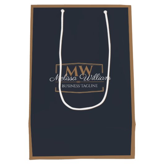 Black Gold Monogram Medium Cadeauzakje (Achterkant)